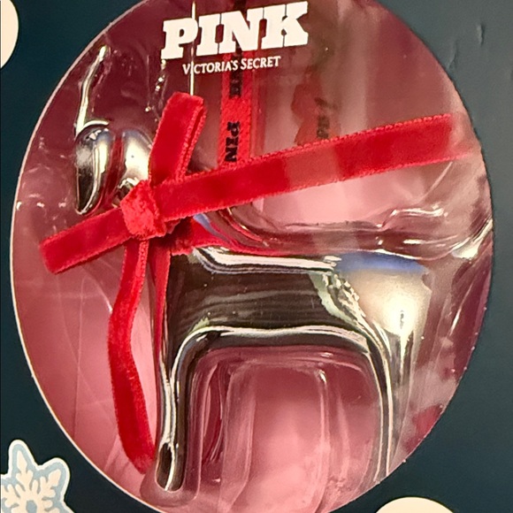 🎉🎉SALE🎉🎉 LIMITED EDITION-PINK Victoria's Secret Silver Red Holiday Dog Ornament - Picture 2 of 6